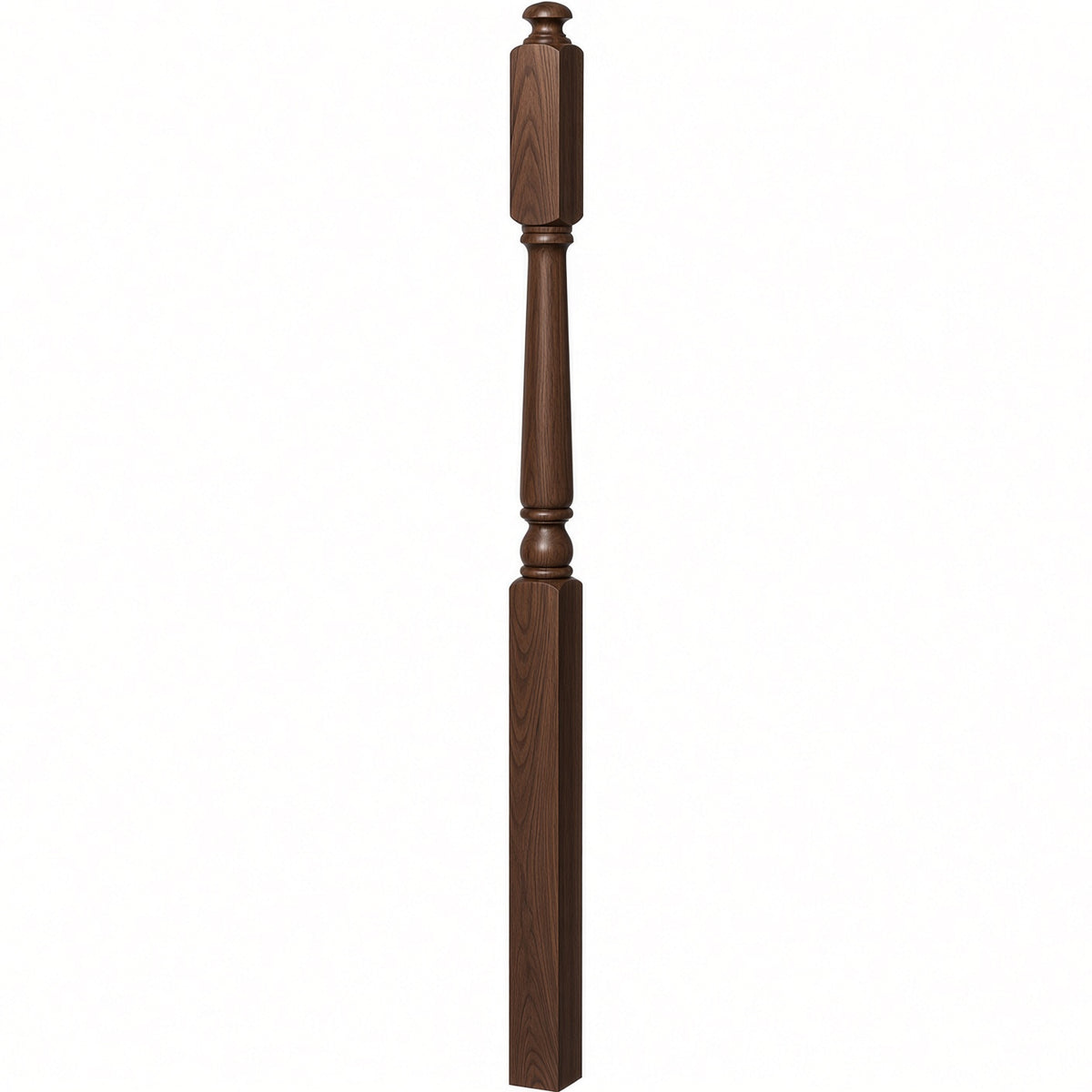 4045A 3" x 60" Second Floor or Landing Colonial Newel Post with 10" Face, Walnut