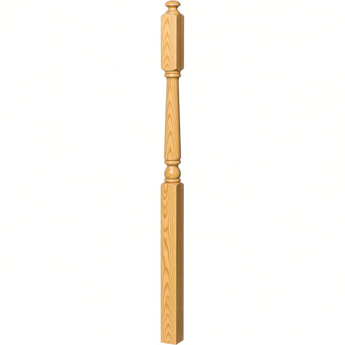 4045A 3" x 60" Second Floor or Landing Colonial Newel Post with 10" Face, Yellow Pine