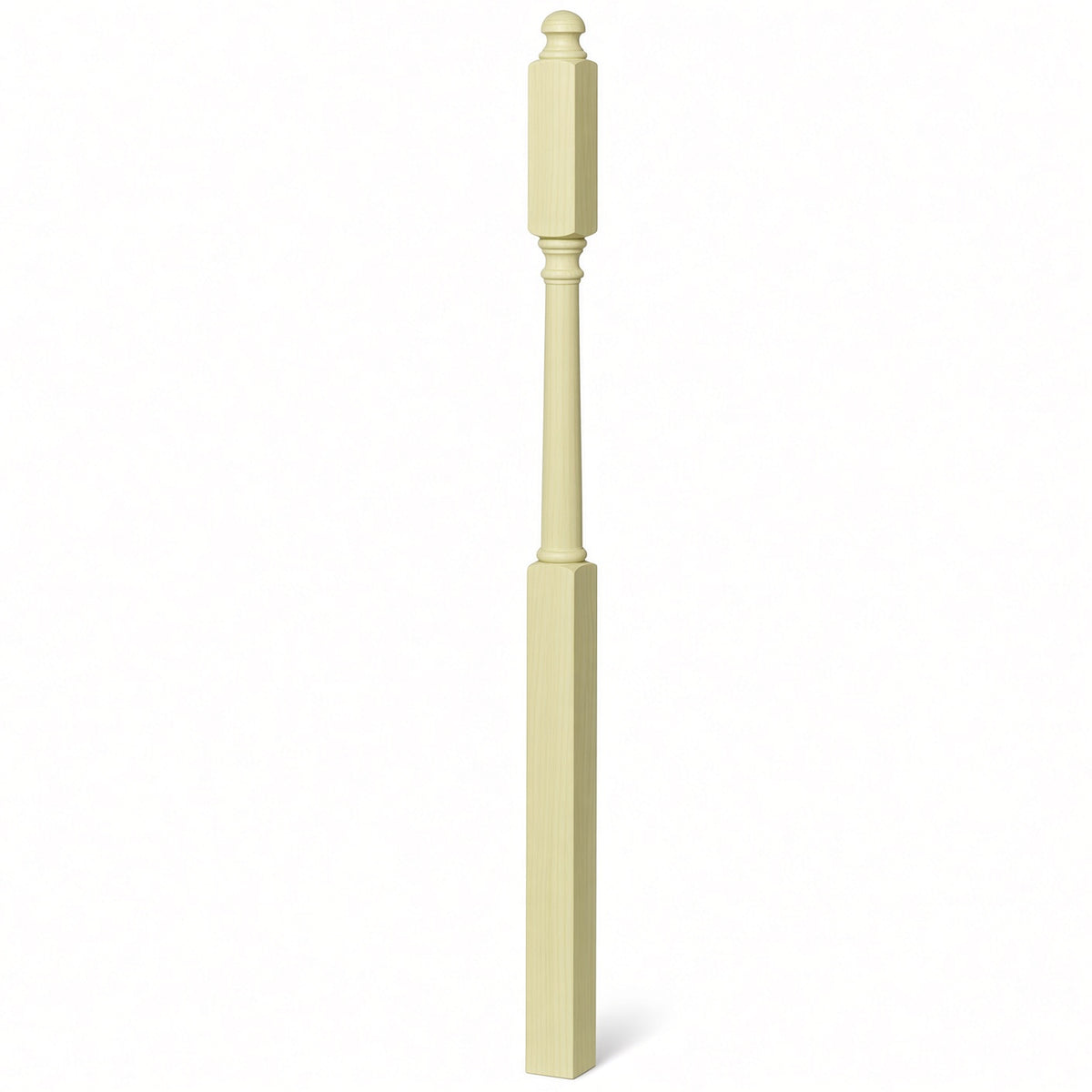 4045B 3" x 60" Mushroom Top or Ball Top Colonial Second Floor / Landing Newel Post with 10" Face, Poplar