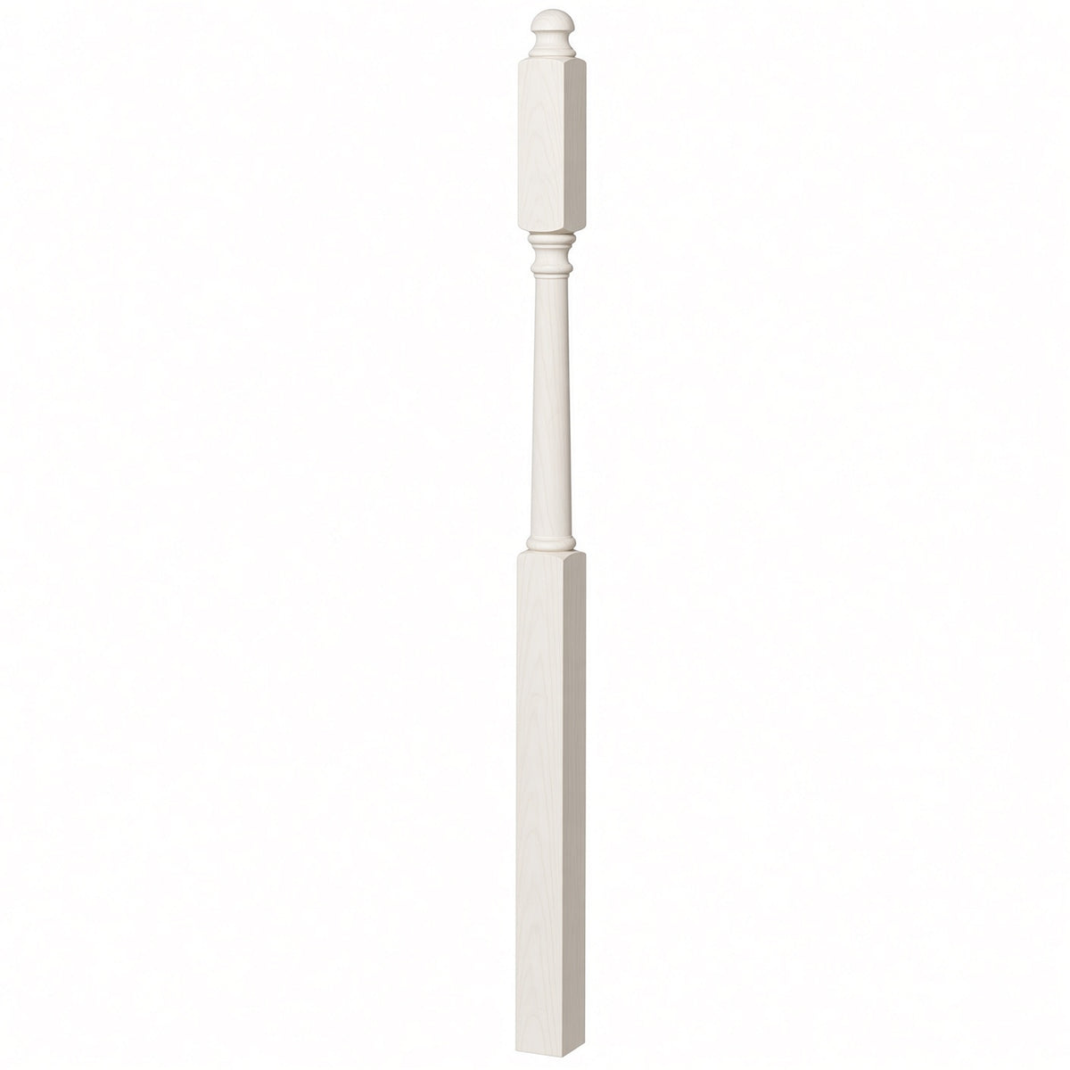 4045B 3" x 60" Mushroom Top or Ball Top Colonial Second Floor / Landing Newel Post with 10" Face, Soft Maple