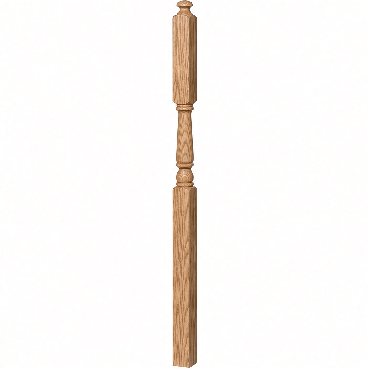 4046A-13 3" x 60" Intermediate Landing Newel Post with 13" Turning, Hickory