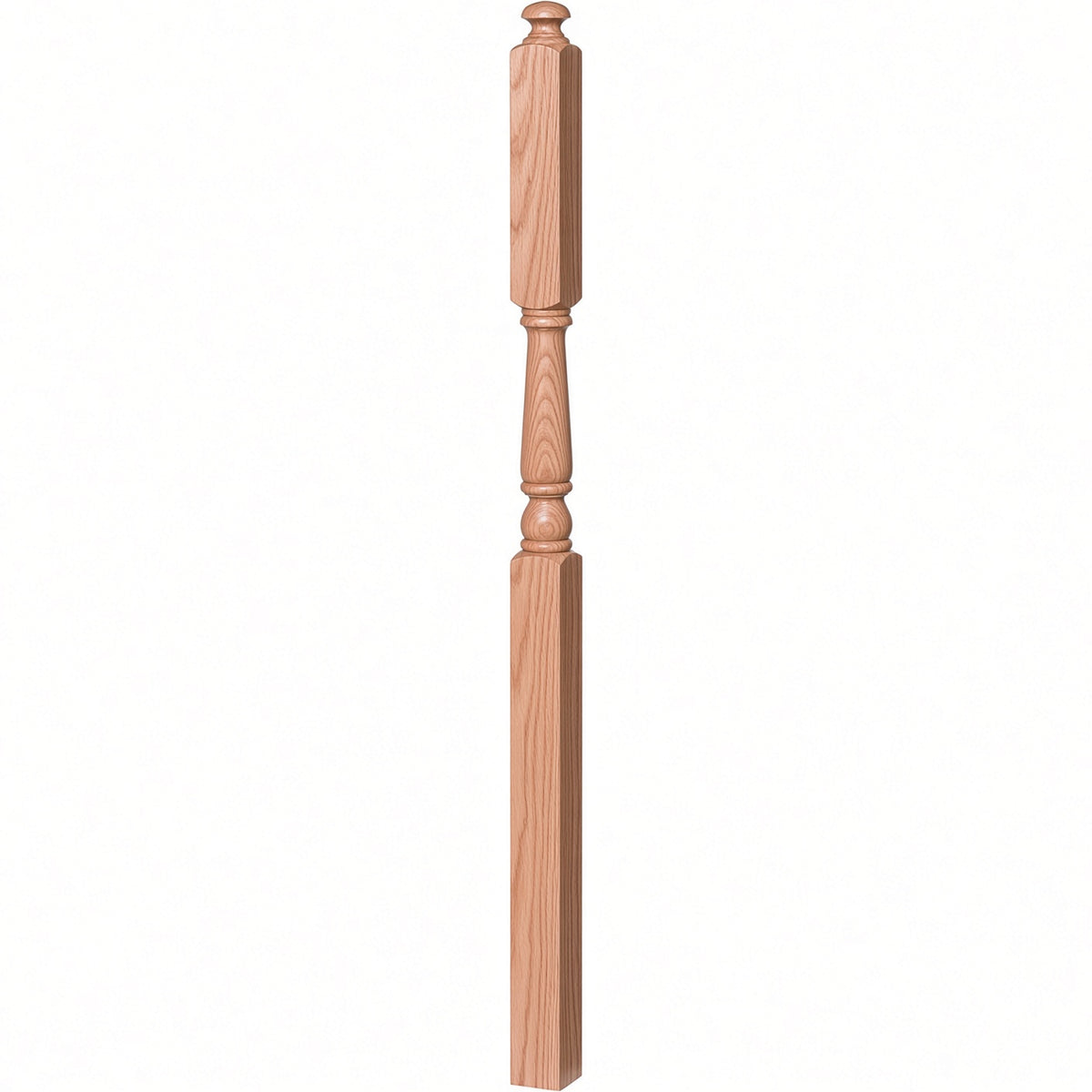 4046A-13 3" x 60" Intermediate Landing Newel Post with 13" Turning, Red Oak
