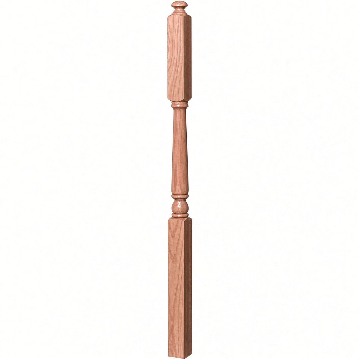 4046A 3" x 60" Colonial Intermediate Landing Newel Post, Red Oak