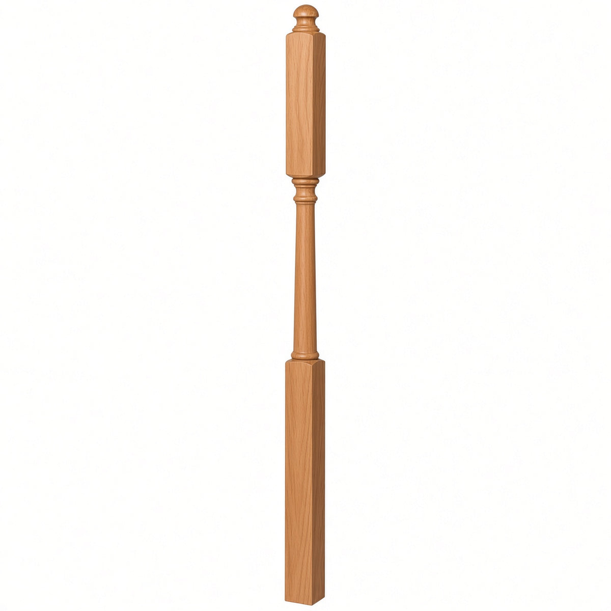 4046B 3" X 60" Mushroom Top or Ball Top Colonial Intermediate Landing Newel Post, American Cherry