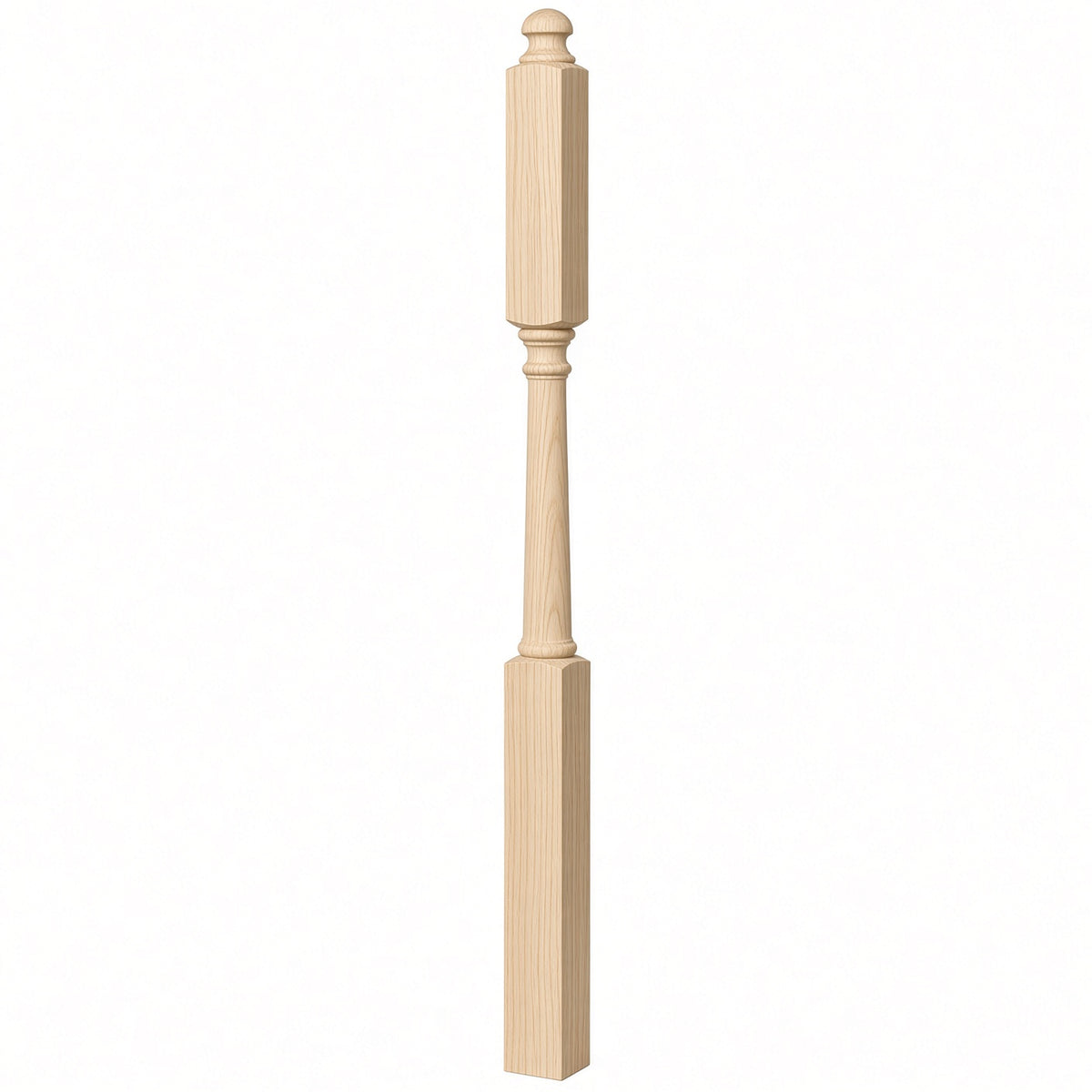 4046B 3" X 60" Mushroom Top or Ball Top Colonial Intermediate Landing Newel Post, Ash