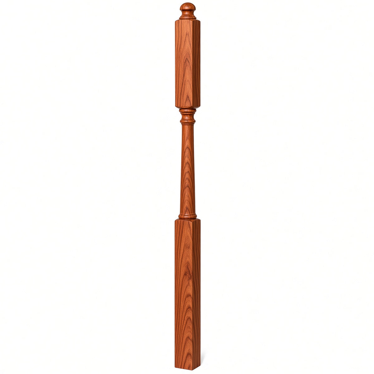 4046B 3" X 60" Mushroom Top or Ball Top Colonial Intermediate Landing Newel Post, Brazilian Cherry