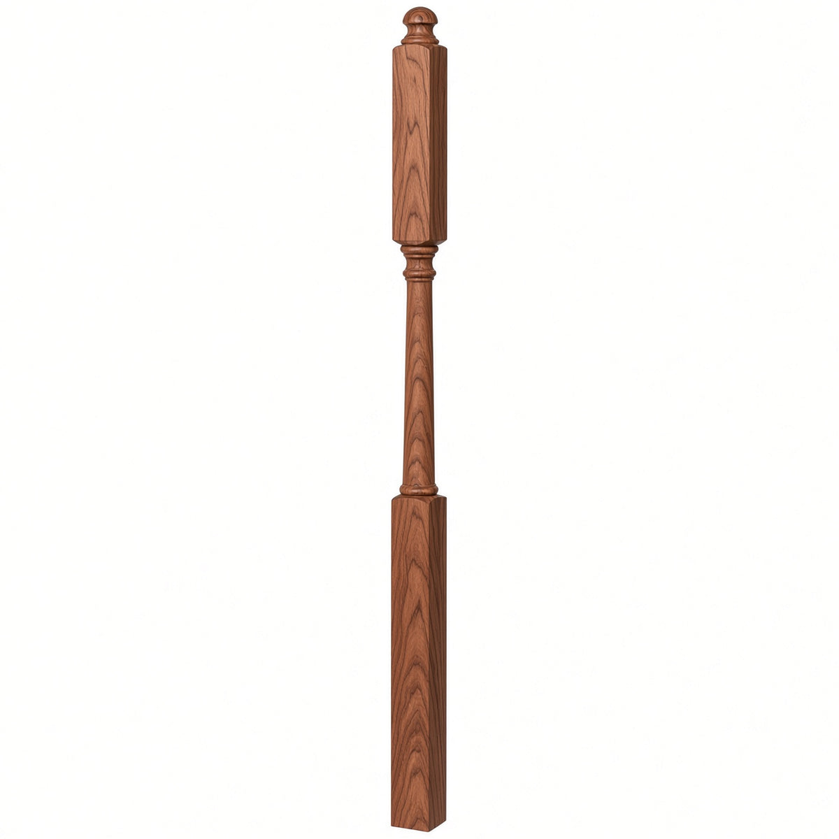 4046B 3" X 60" Mushroom Top or Ball Top Colonial Intermediate Landing Newel Post, Mahogany