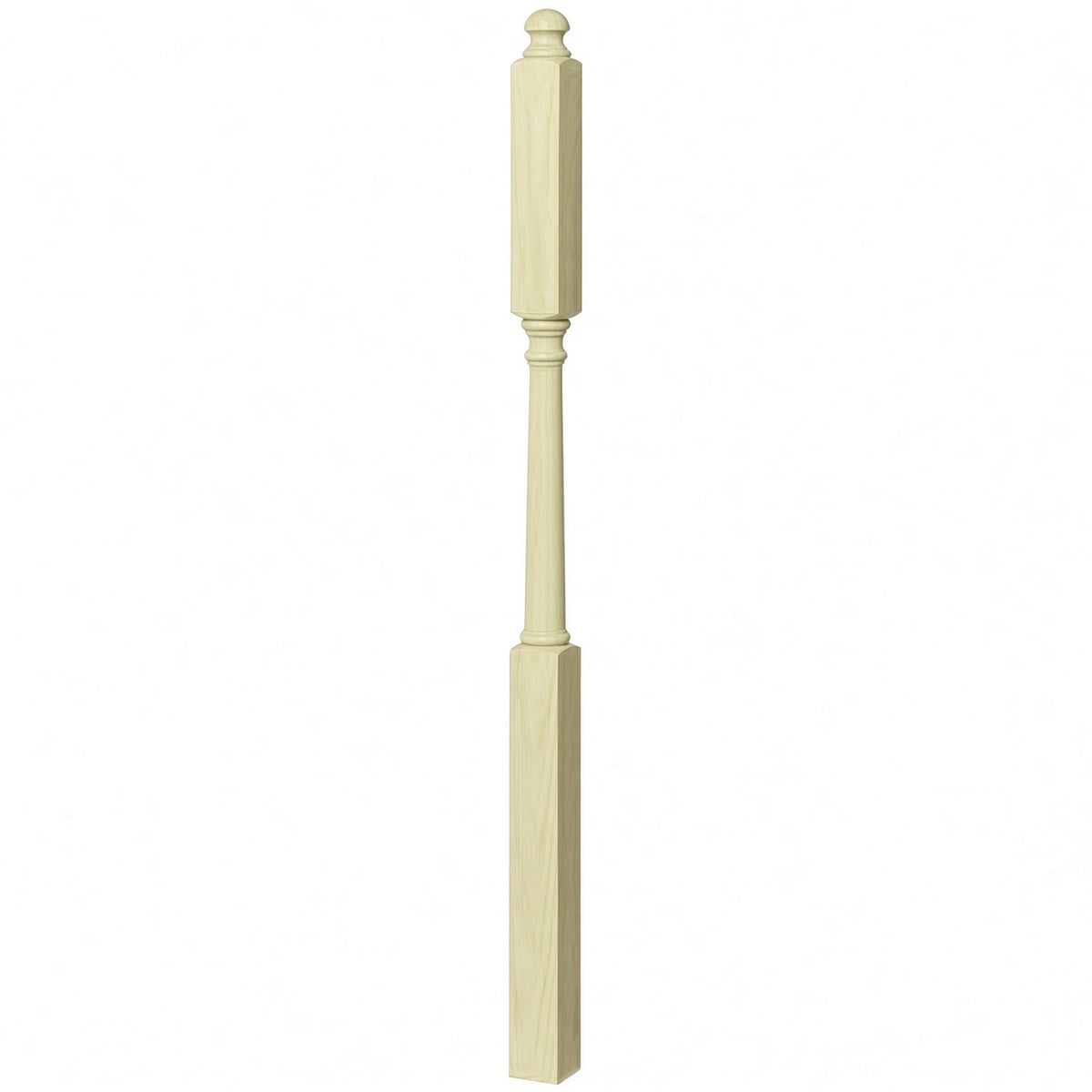 4046B 3" X 60" Mushroom Top or Ball Top Colonial Intermediate Landing Newel Post, Poplar