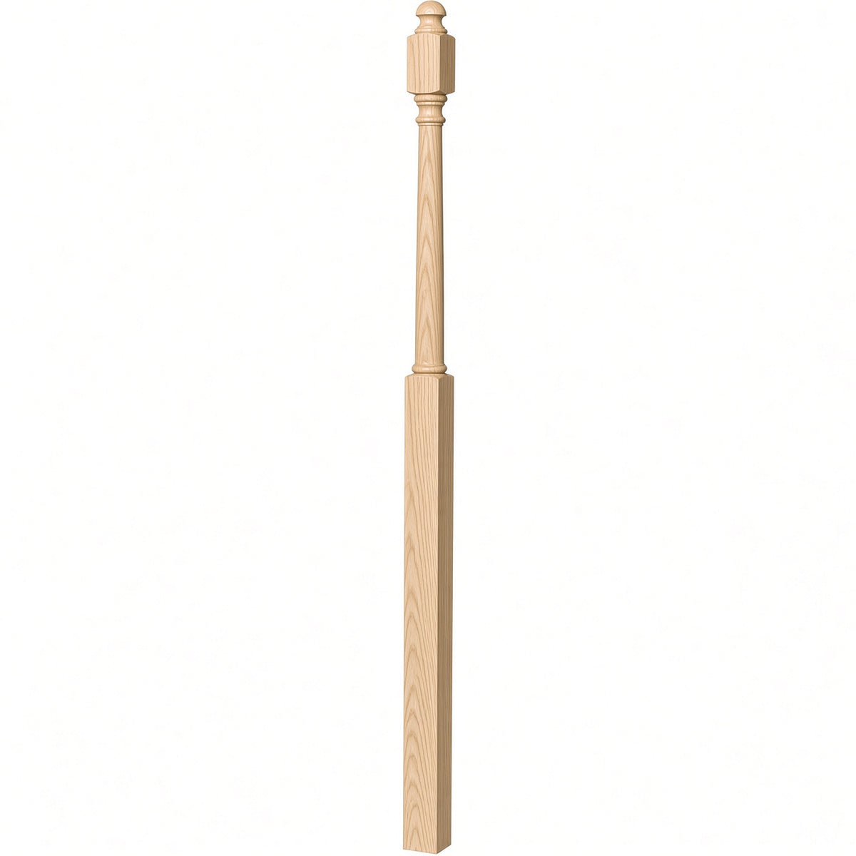 4048B 3" x 72" Mushroom Top or Ball Top Colonial Landing Newel Post, Ash