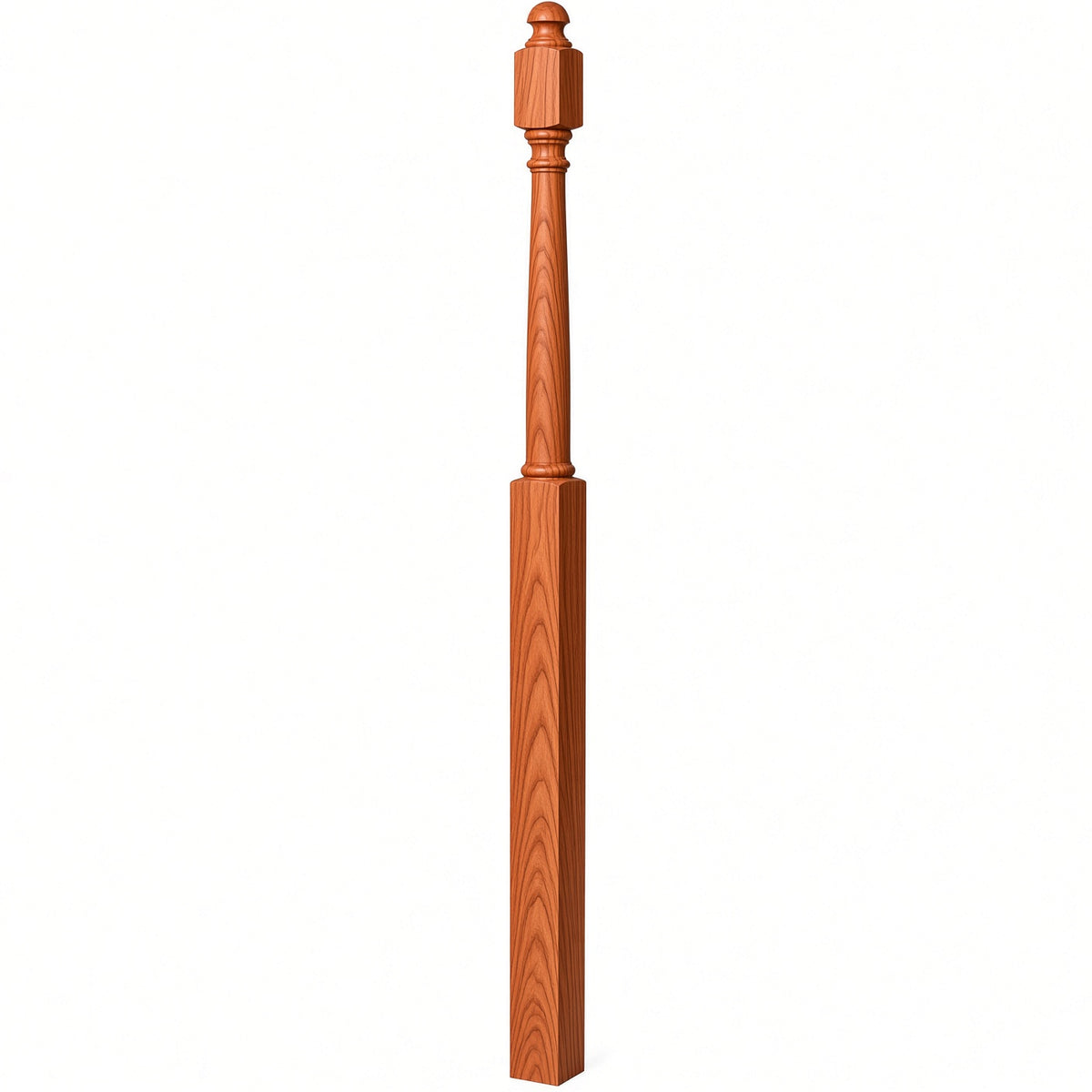 4048B 3" x 72" Mushroom Top or Ball Top Colonial Landing Newel Post, Brazilian Cherry
