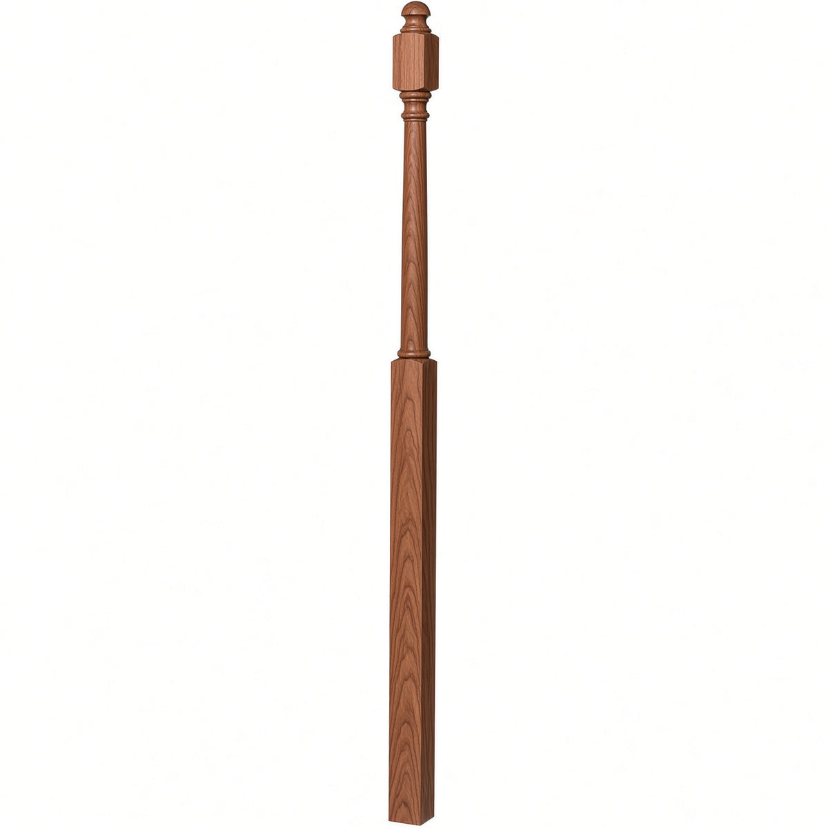 4048B 3" x 72" Mushroom Top or Ball Top Colonial Landing Newel Post, Mahogany