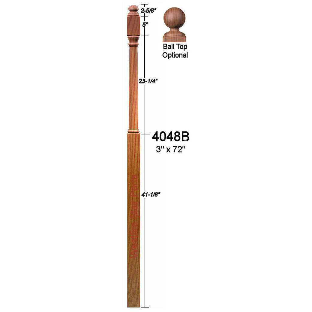 4048B Colonial Landing Newel Post Dimensional Information