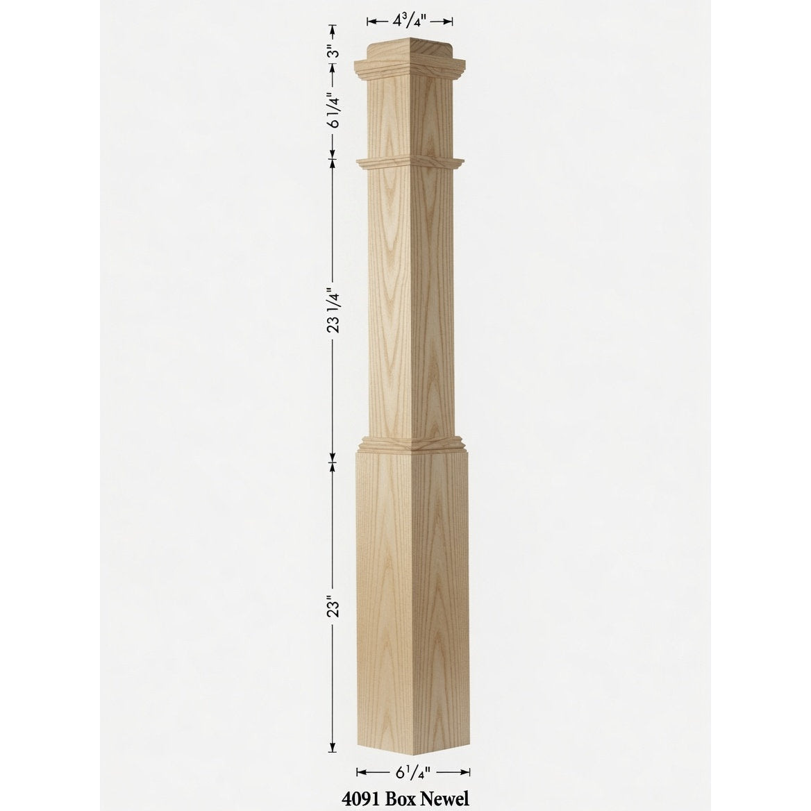 4091 Box Newel Post - Ash