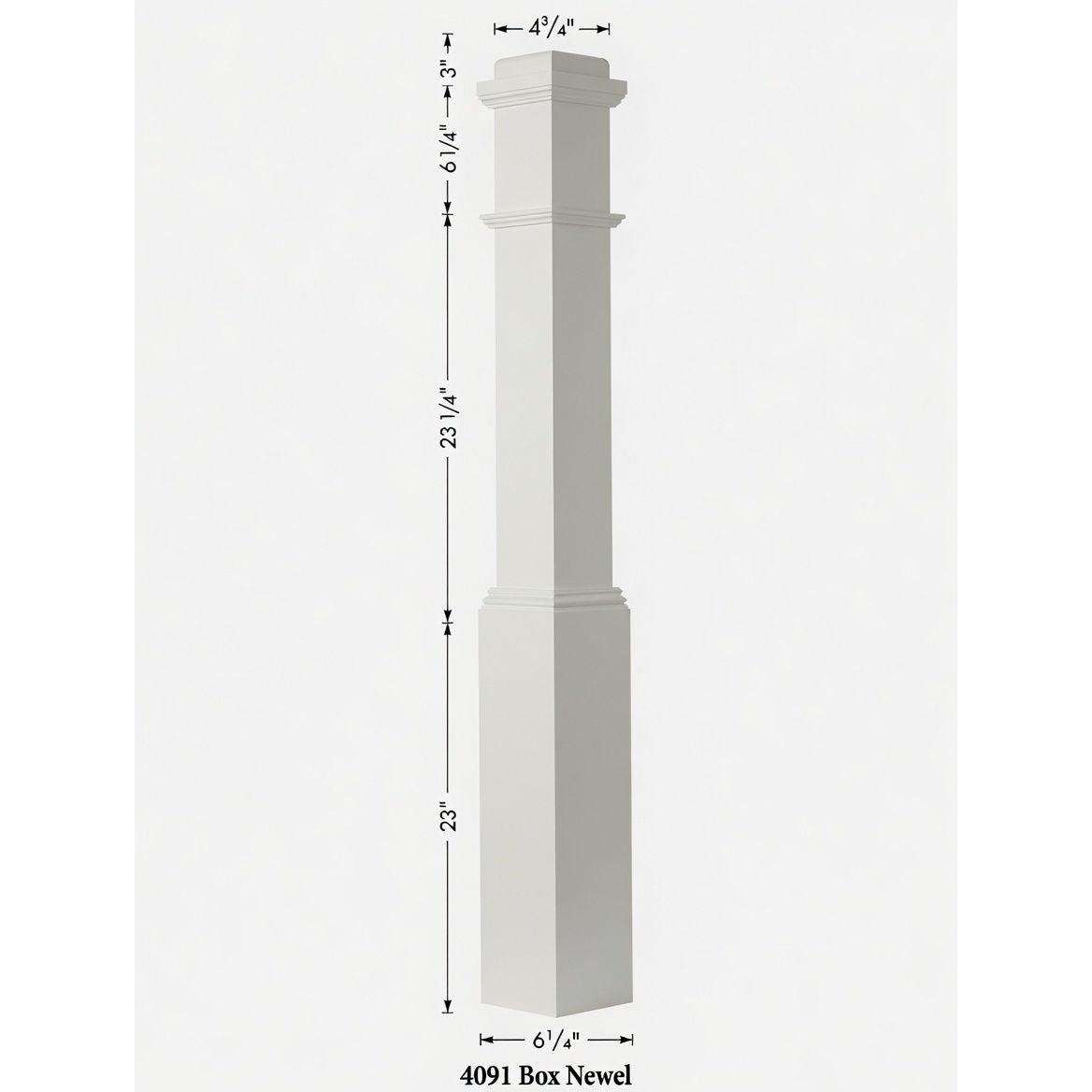 4091 Box Newel Post - Primed