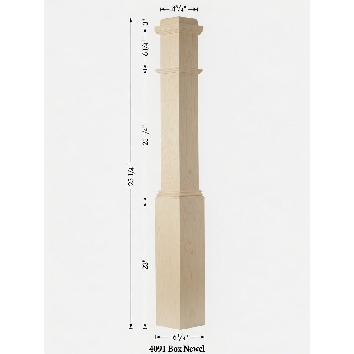 4091 Box Newel Post - Soft Maple