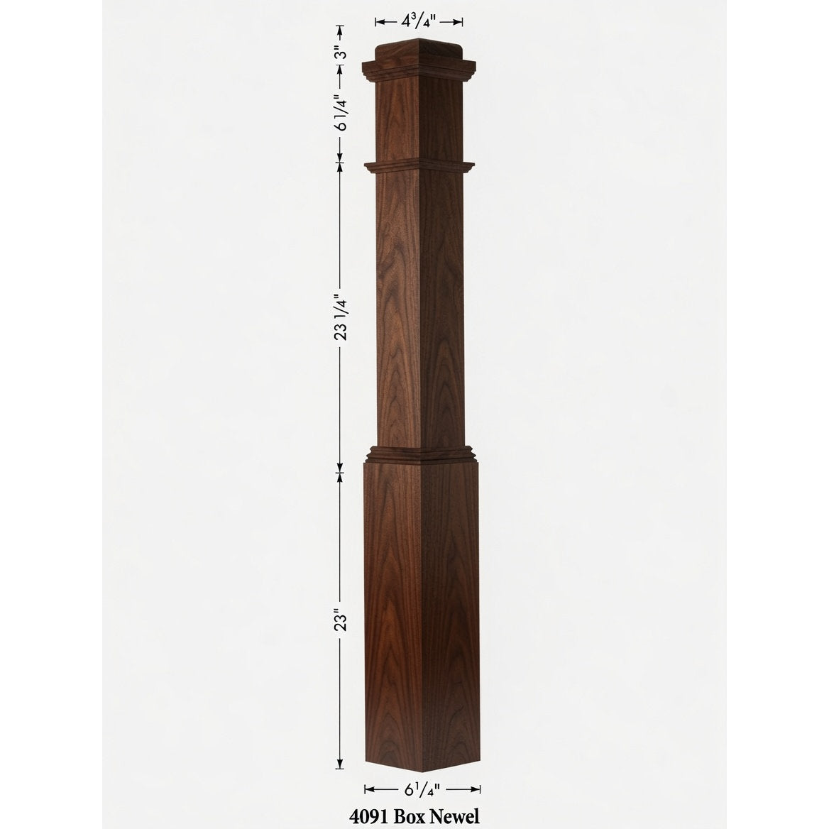 4091 Box Newel Post - Walnut