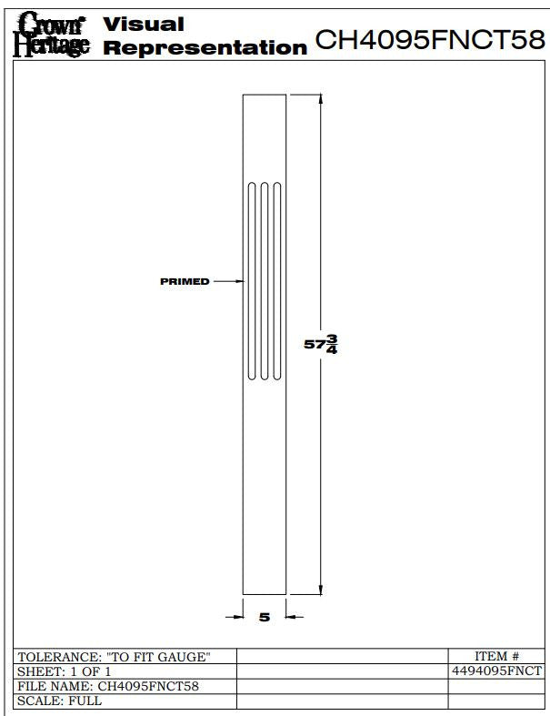 4095FNCT 5" Fluted, Primed Newel Blank CADD