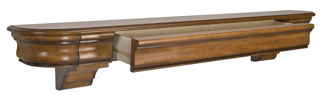 The Abingdon, 60" Medium Oak Distressed Shelf Mantel
