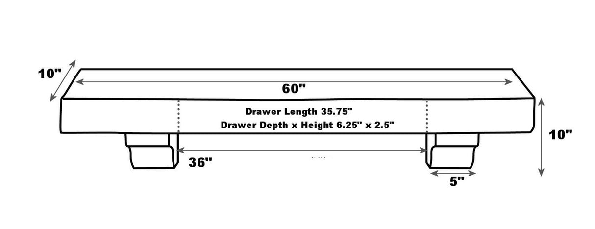 The Abingdon, 60" Medium Oak Distressed Shelf Mantel Dimensional Information