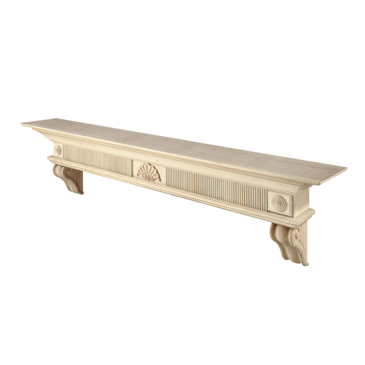 416 Devonshire Fireplace Mantel Shelf, Unfinished Angle View