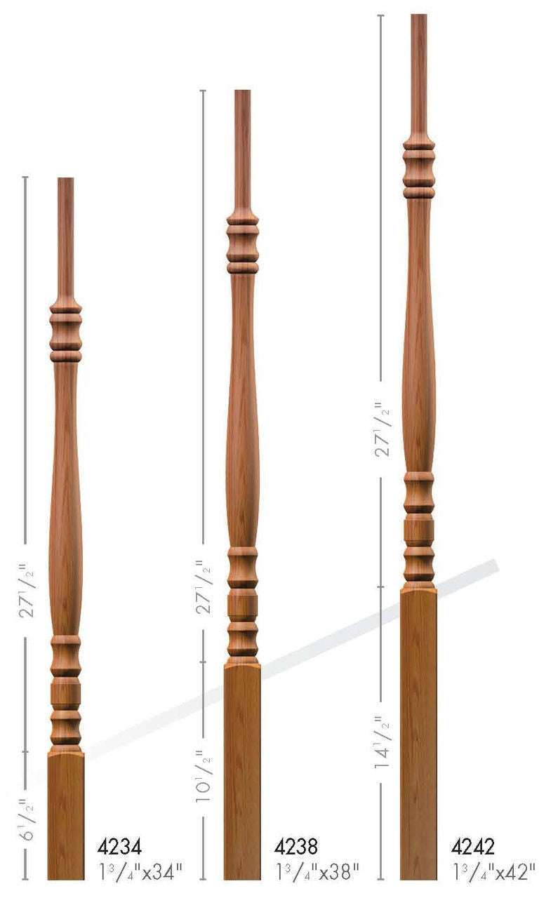 4234 34" Pin Top Hampton Elegant Rise Baluster Set