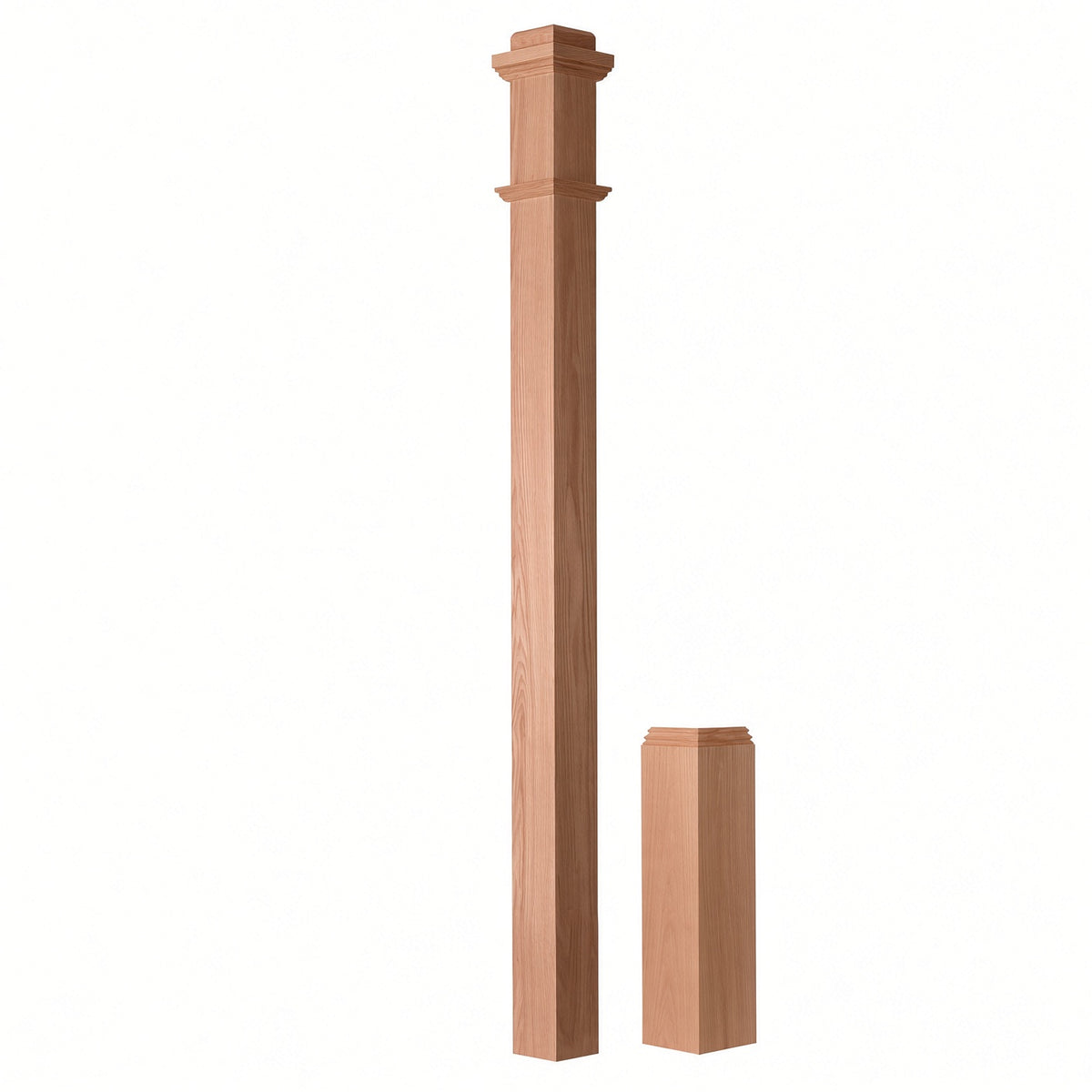 4491 3-1/2" x 55" Box Newel Post with attached pedistal, Alder