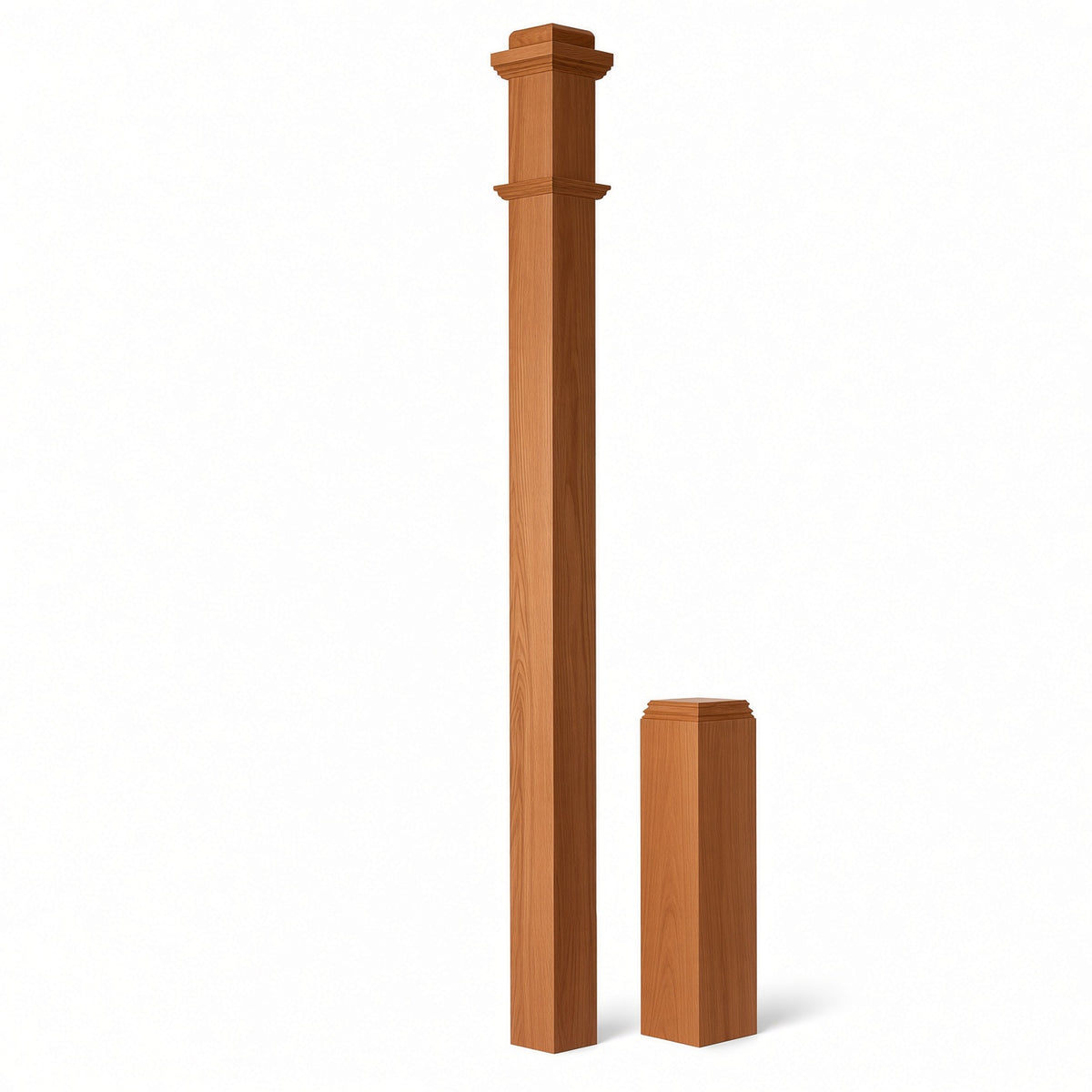 4491 3-1/2" x 55" Box Newel Post with attached pedistal, American Cherry