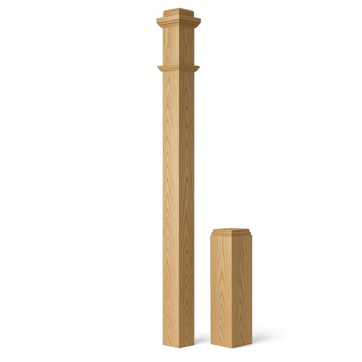 4491 3-1/2" x 55" Box Newel Post with attached pedistal, Ash