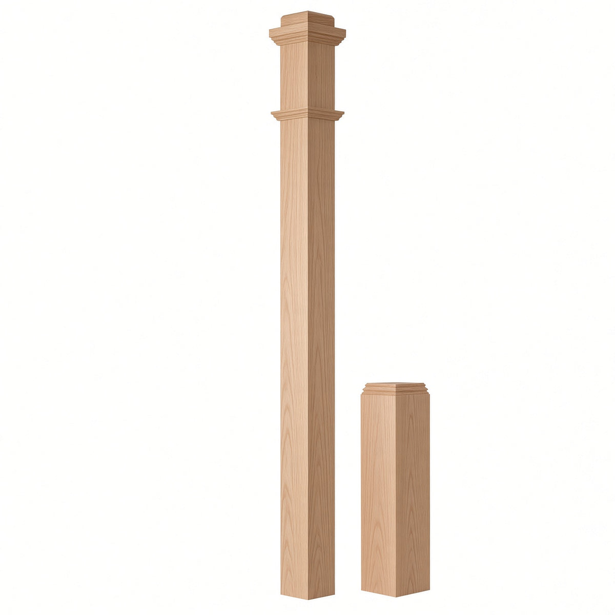 4491 3-1/2" x 55" Box Newel Post with attached pedistal, Beech