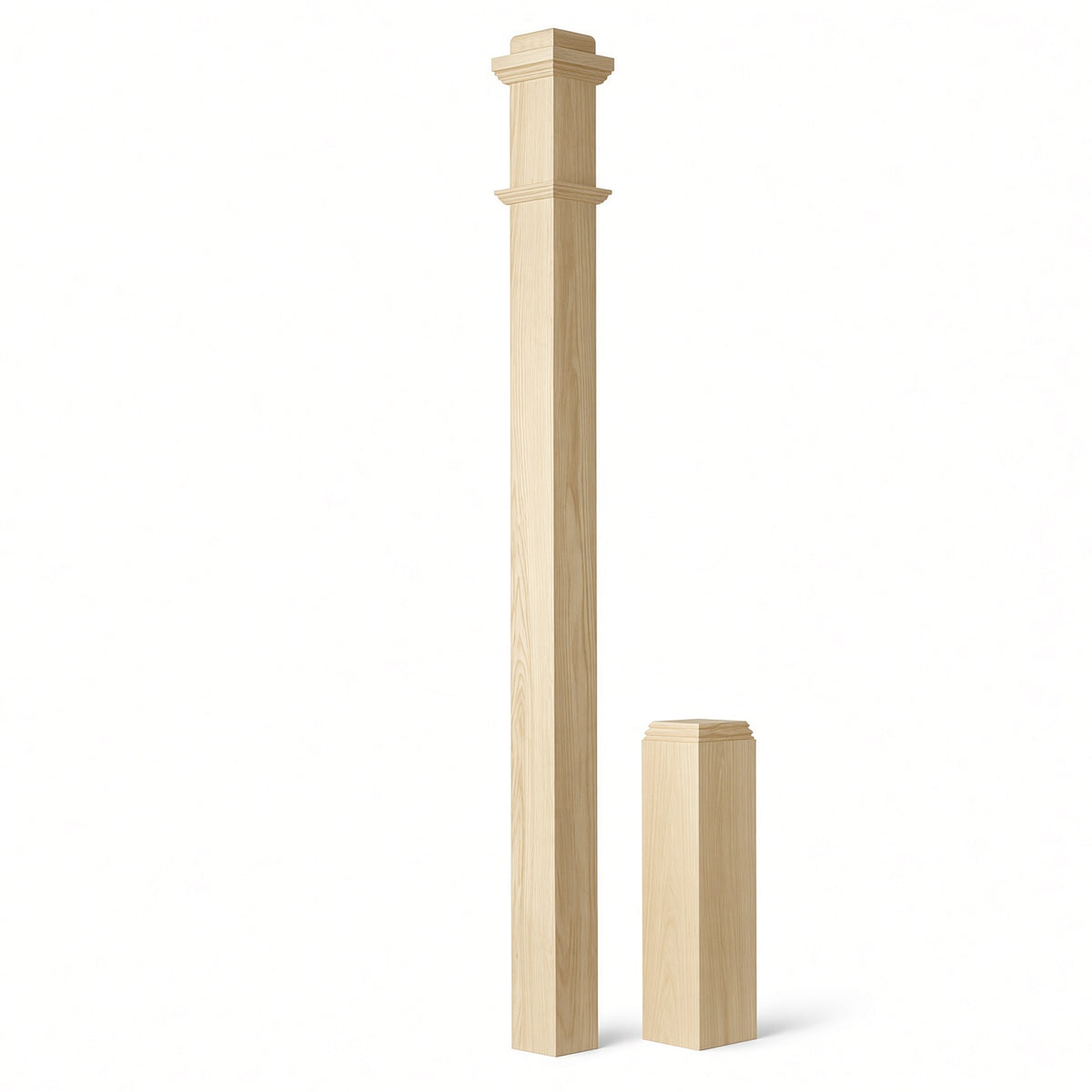 4491 3-1/2" x 55" Box Newel Post with attached pedistal, Birch
