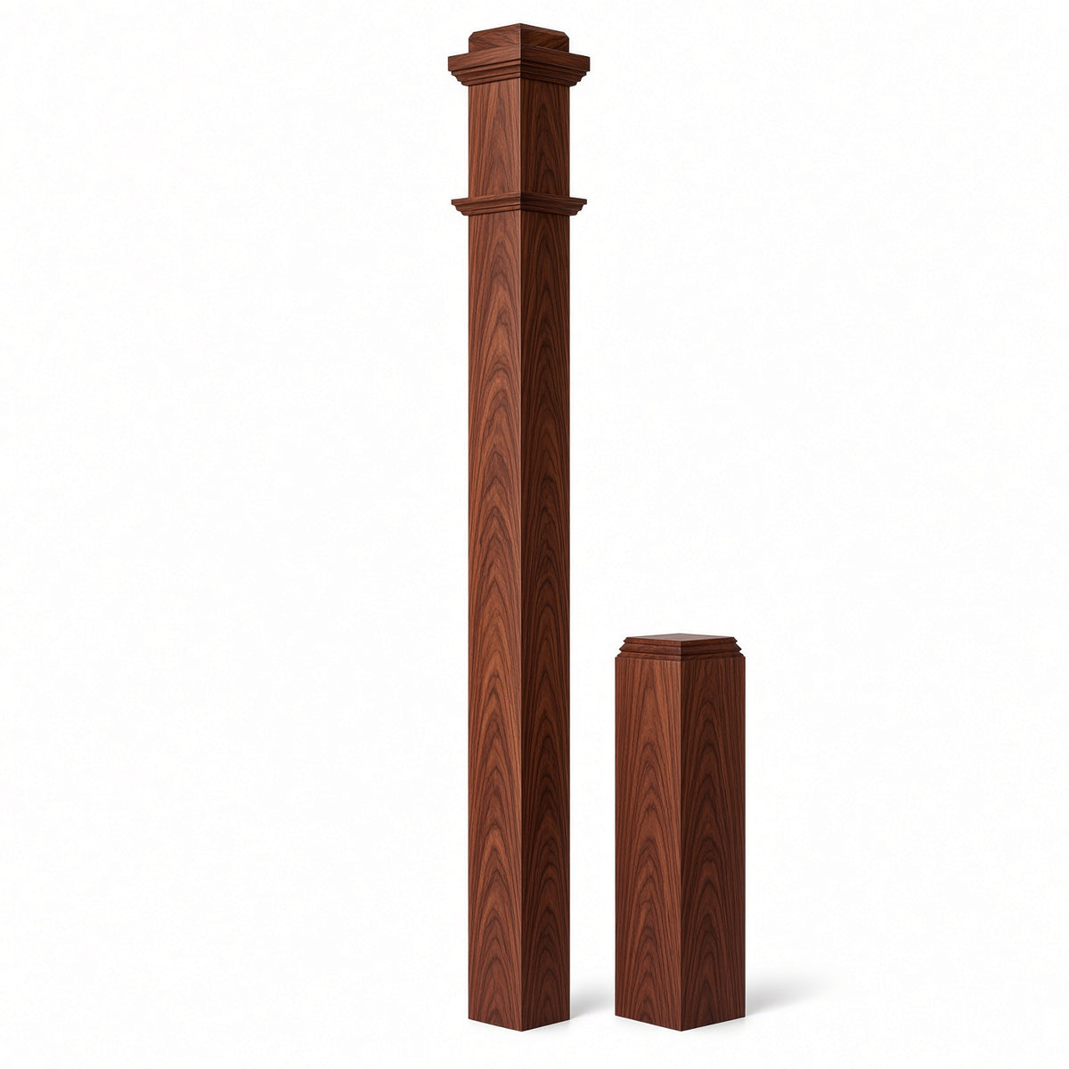 4491 3-1/2" x 55" Box Newel Post with attached pedistal, Brazilian Cherry
