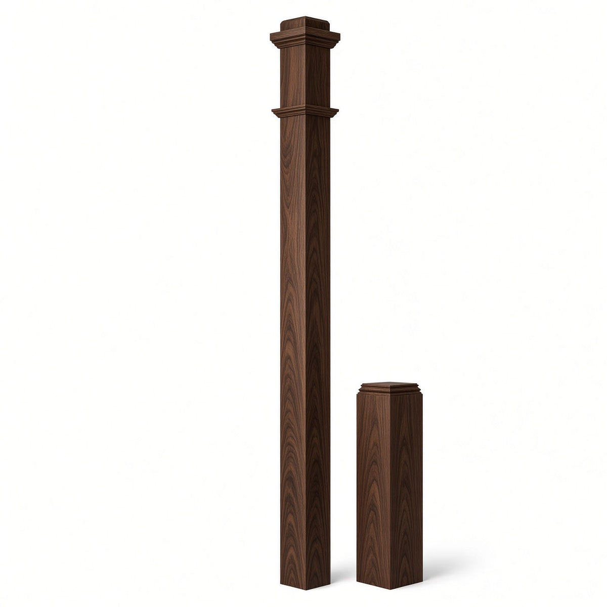 4491 3-1/2" x 55" Box Newel Post with attached pedistal, Walnut