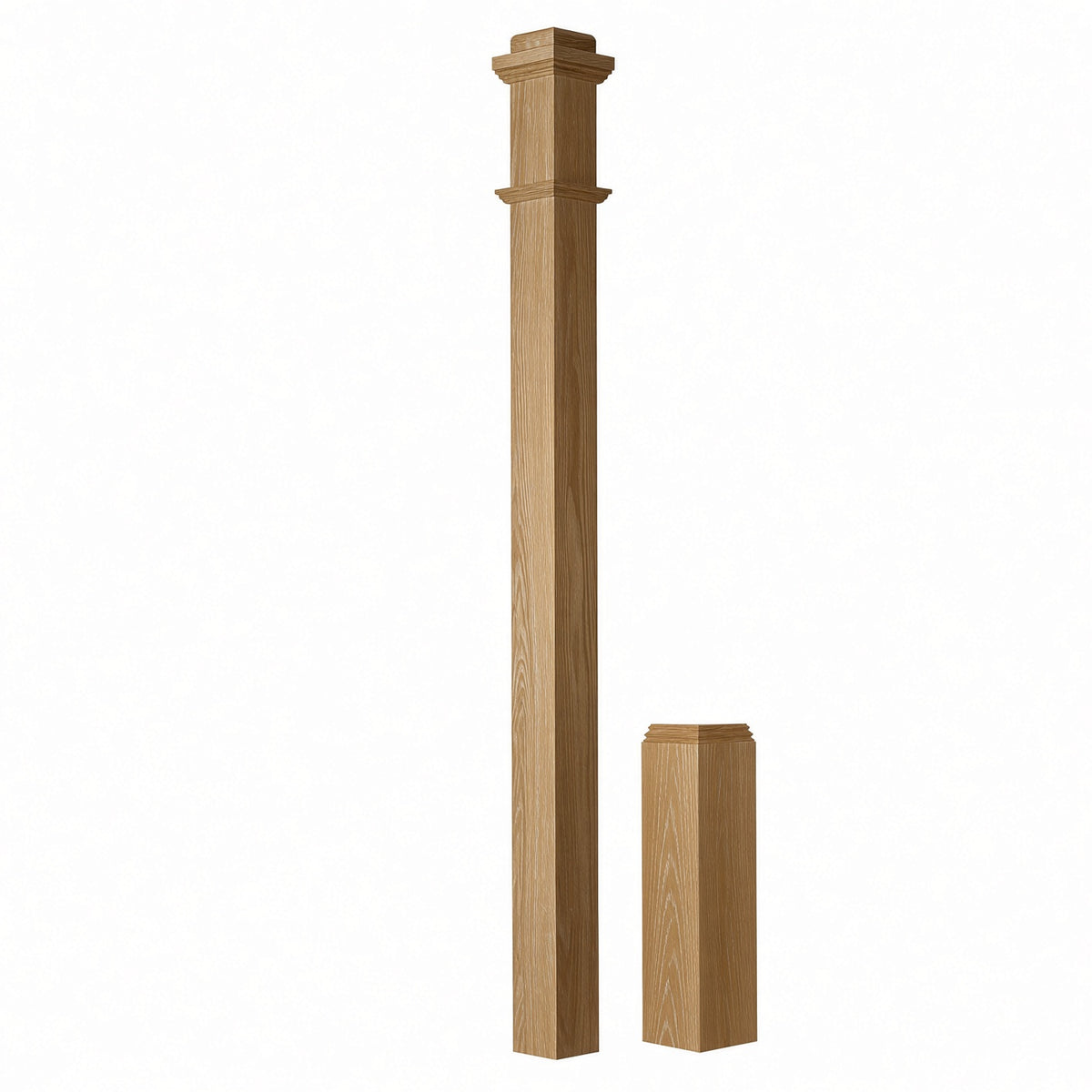4491 3-1/2" x 55" Box Newel Post with attached pedistal, White Oak