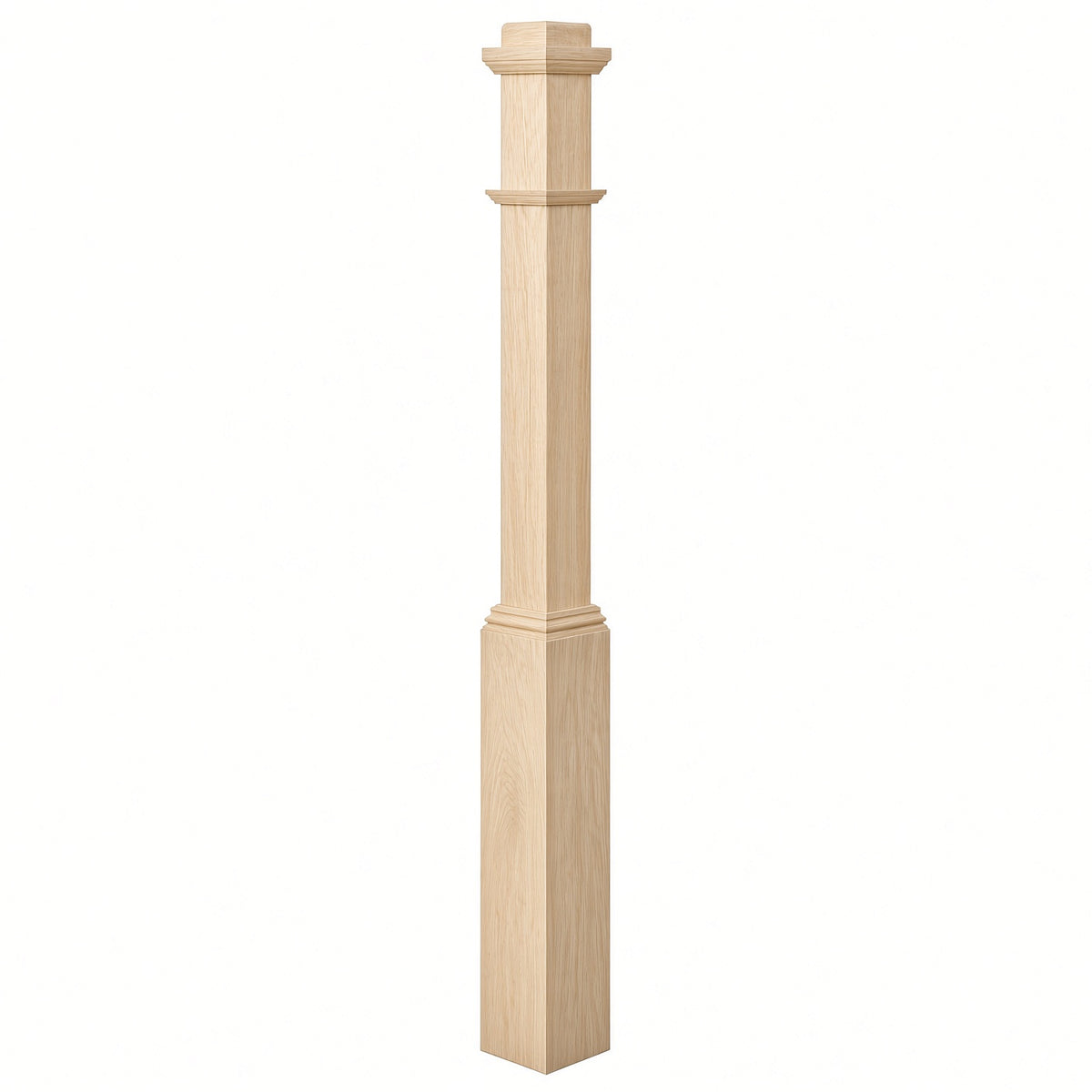 4491 3-1/2" Box Newel Post with attached pedistal, Birch