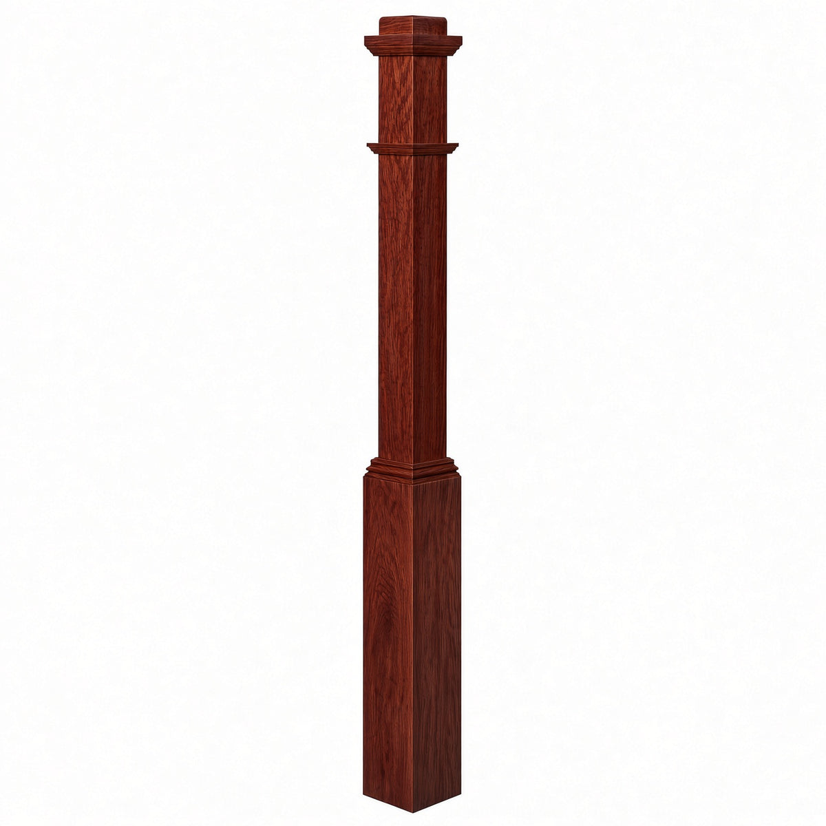 4491 3-1/2" Box Newel Post with attached pedistal, Brazilian Cherry