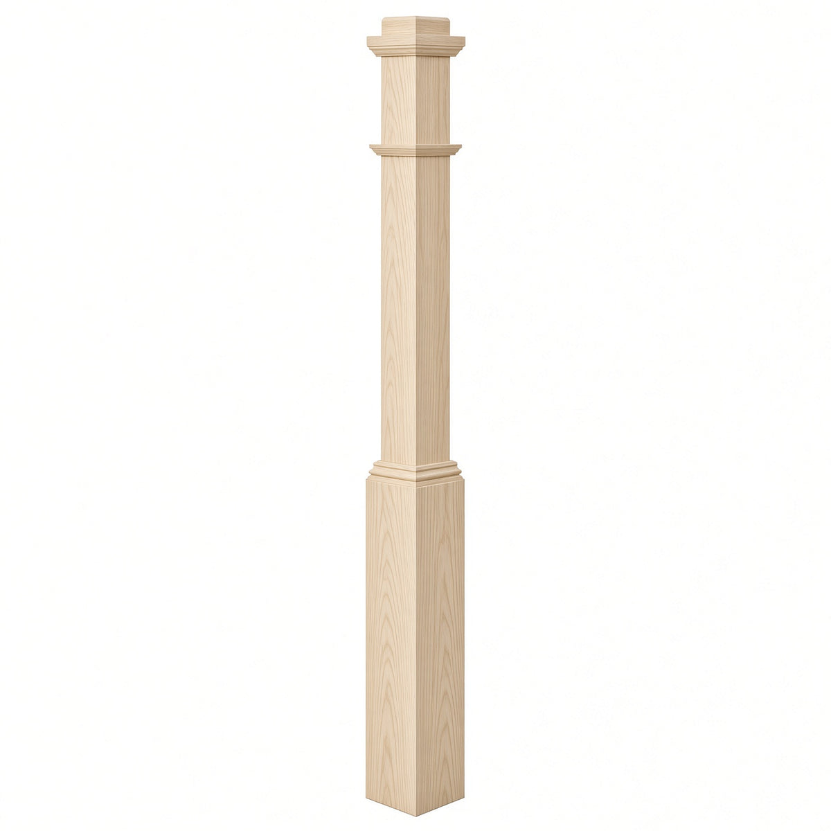 4491 3-1/2" Box Newel Post with attached pedistal, Hard Maple