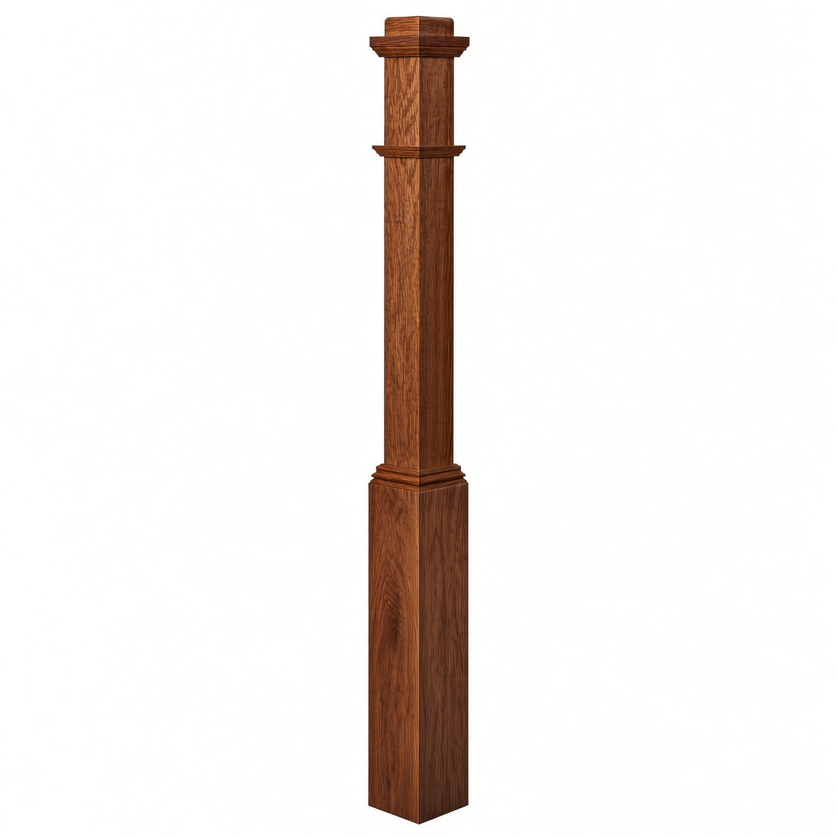 4491 3-1/2" Box Newel Post with attached pedistal, Mahogany