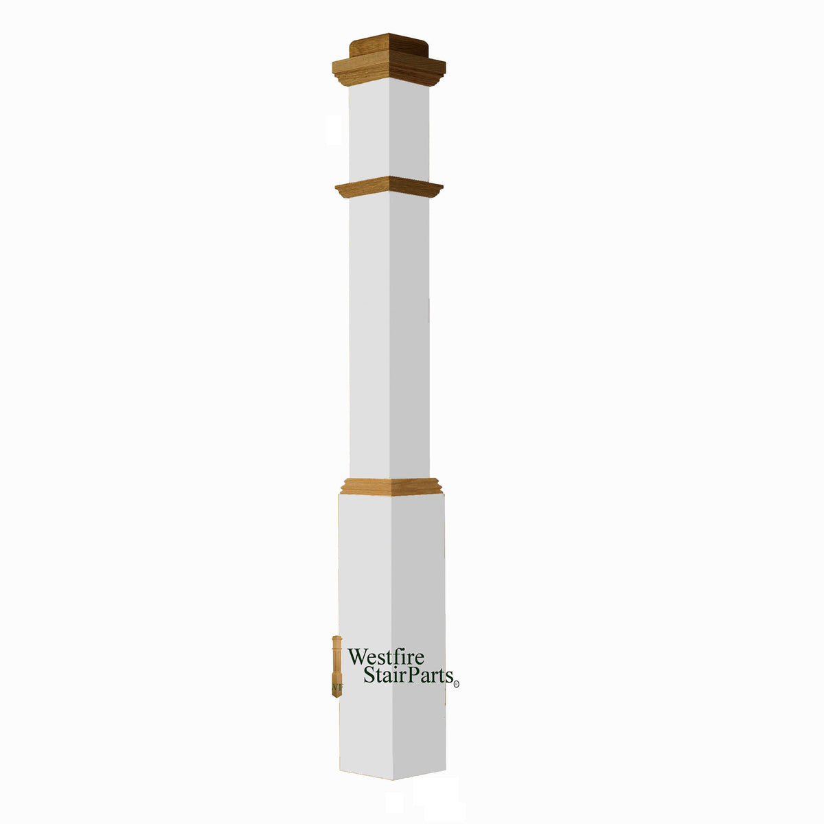 4491 Primed with Special Species Trim Plain Box Newel Post