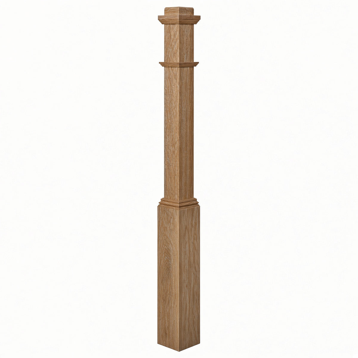 4491 3-1/2" Box Newel Post with attached pedistal, White Oak