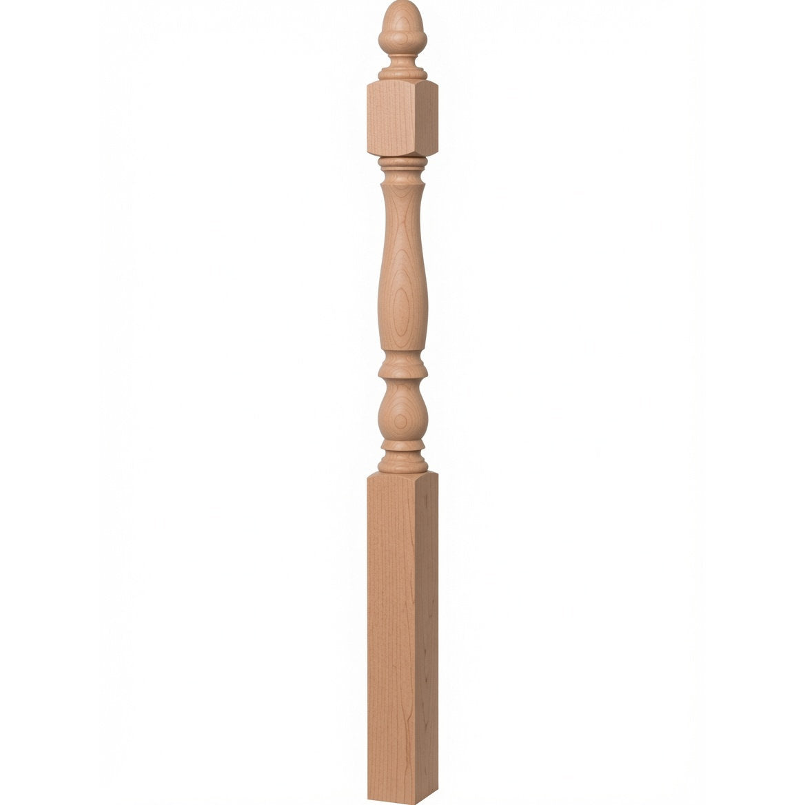 4600 (48") or 4604 (60") Ball Top Country Plain Newel Post, Alder