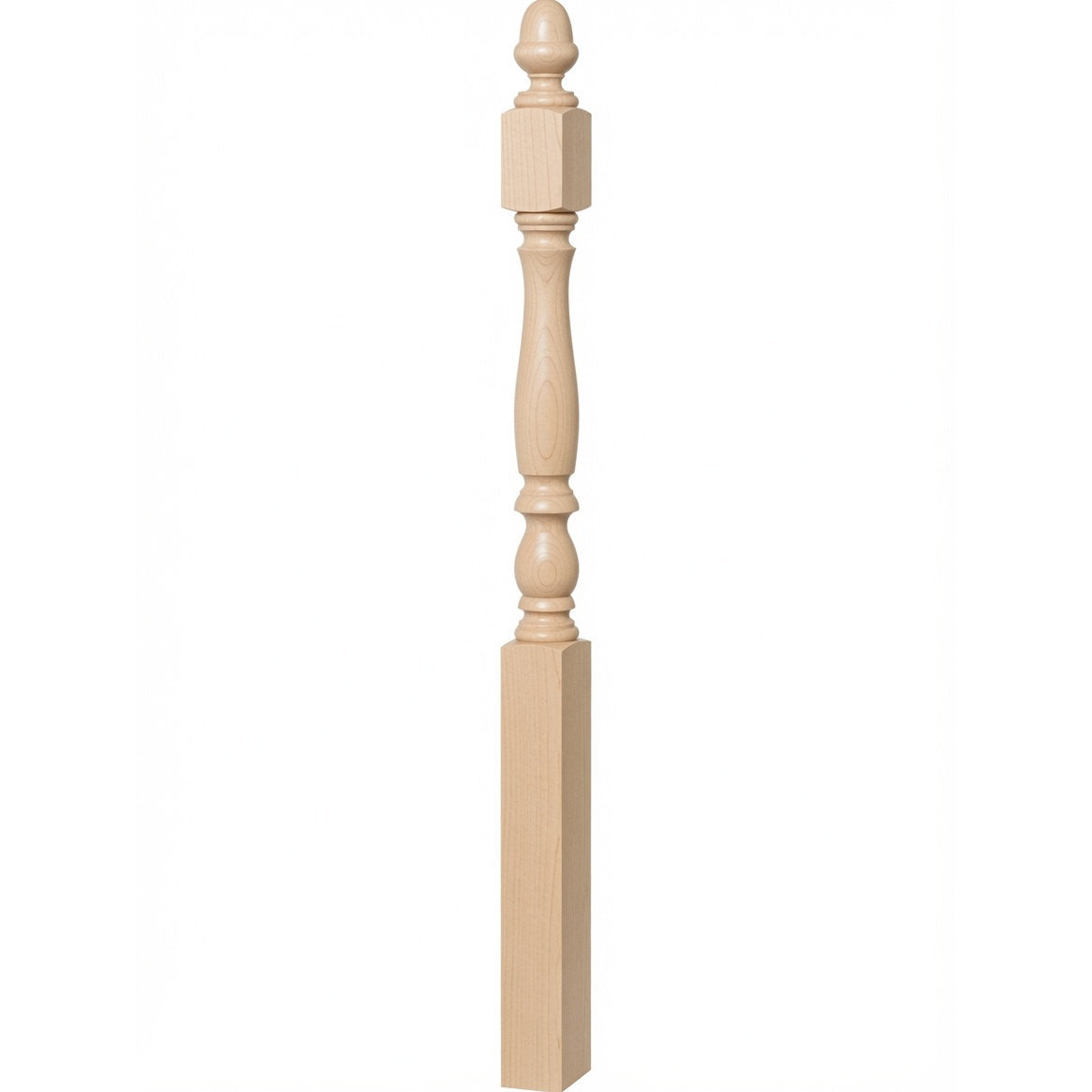 4600 (48") or 4604 (60") Ball Top Country Plain Newel Post, Hard Maple