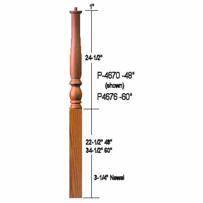 4670 Pin Top 3-1/4" x 48" Dimensional Information