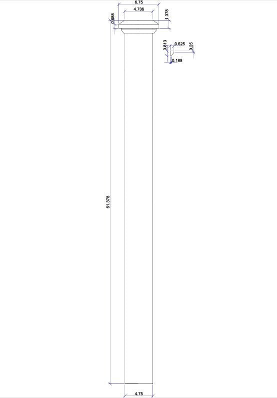 4808 Mission-Style Box Newel Post CADD