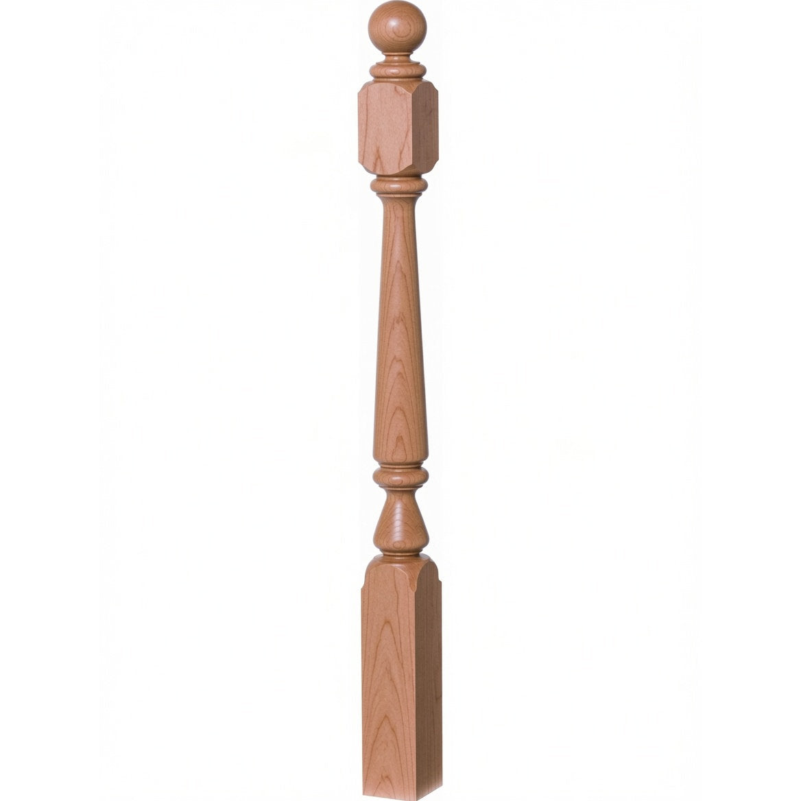 4840 (48"), 4842 (60"), or 4848 (72") Ohio Ball Top Newel Post, Alder
