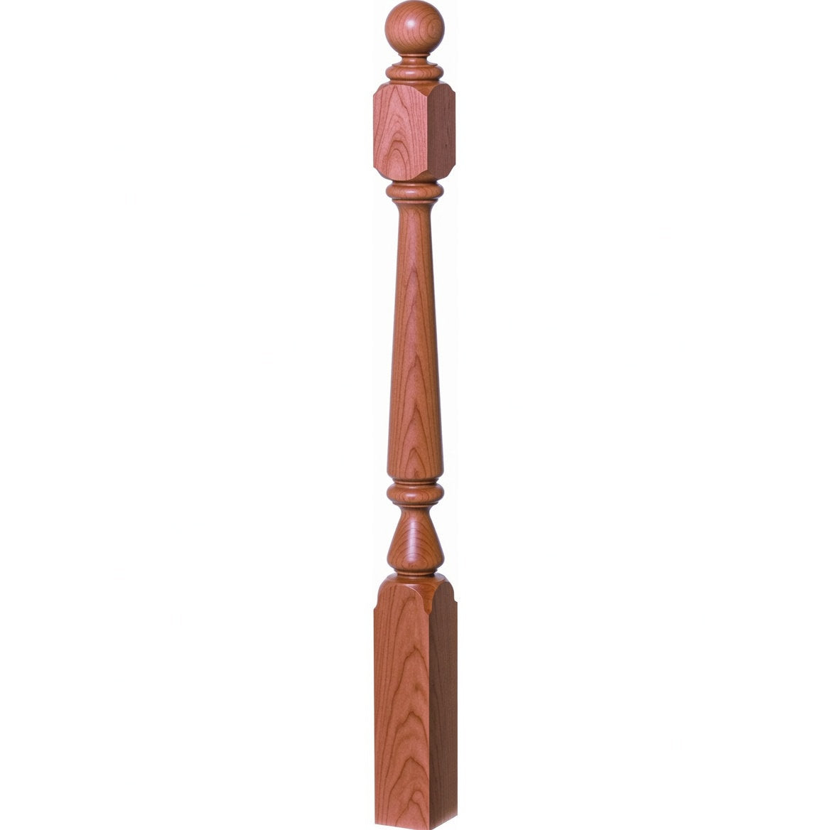 4840 (48"), 4842 (60"), or 4848 (72") Ohio Ball Top Newel Post, American Cherry