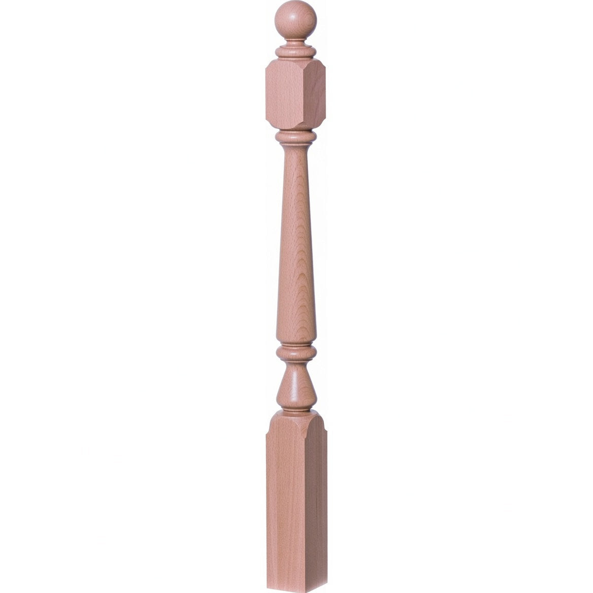 4840 (48"), 4842 (60"), or 4848 (72") Ohio Ball Top Newel Post, Beech