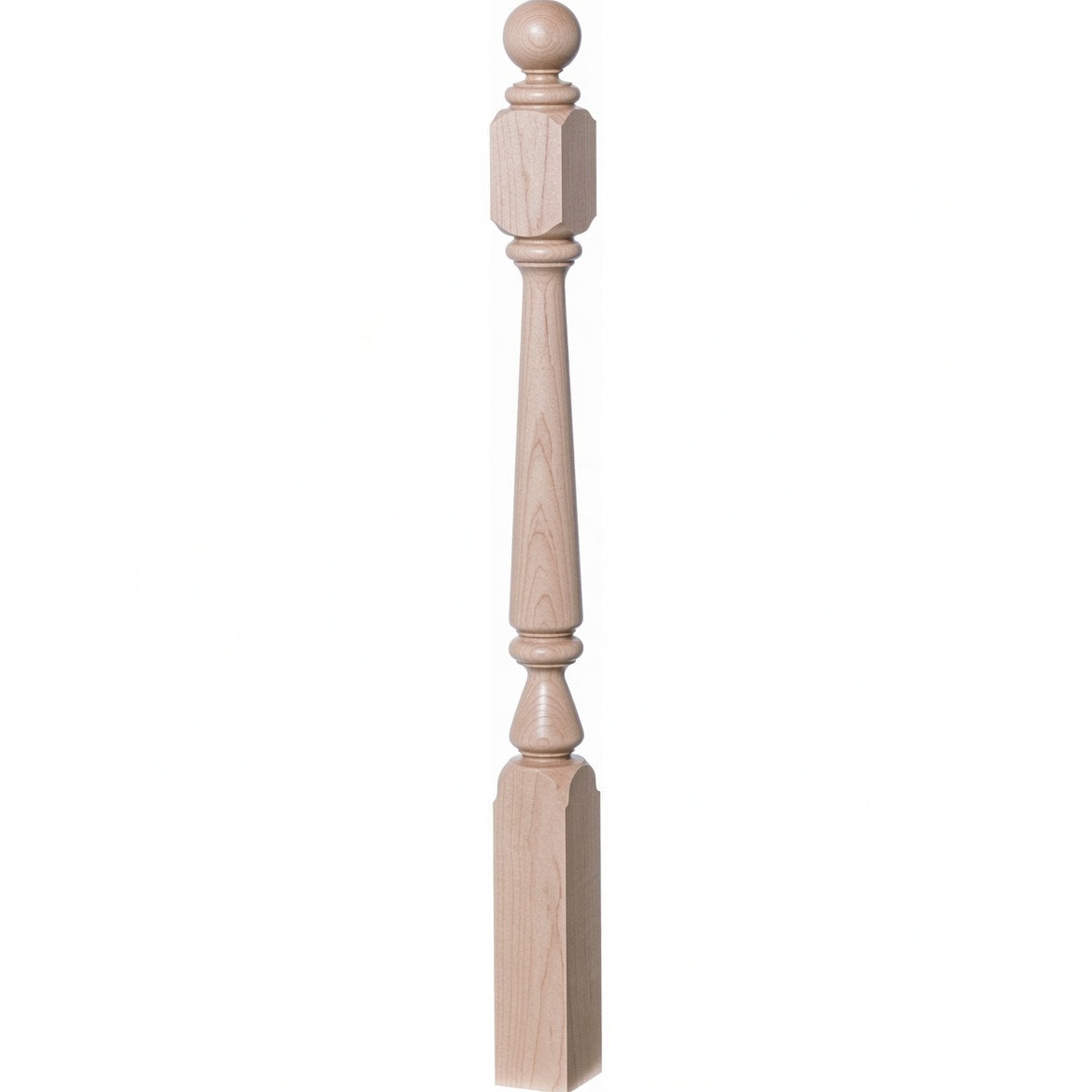 4840 (48"), 4842 (60"), or 4848 (72") Ohio Ball Top Newel Post, Hard Maple