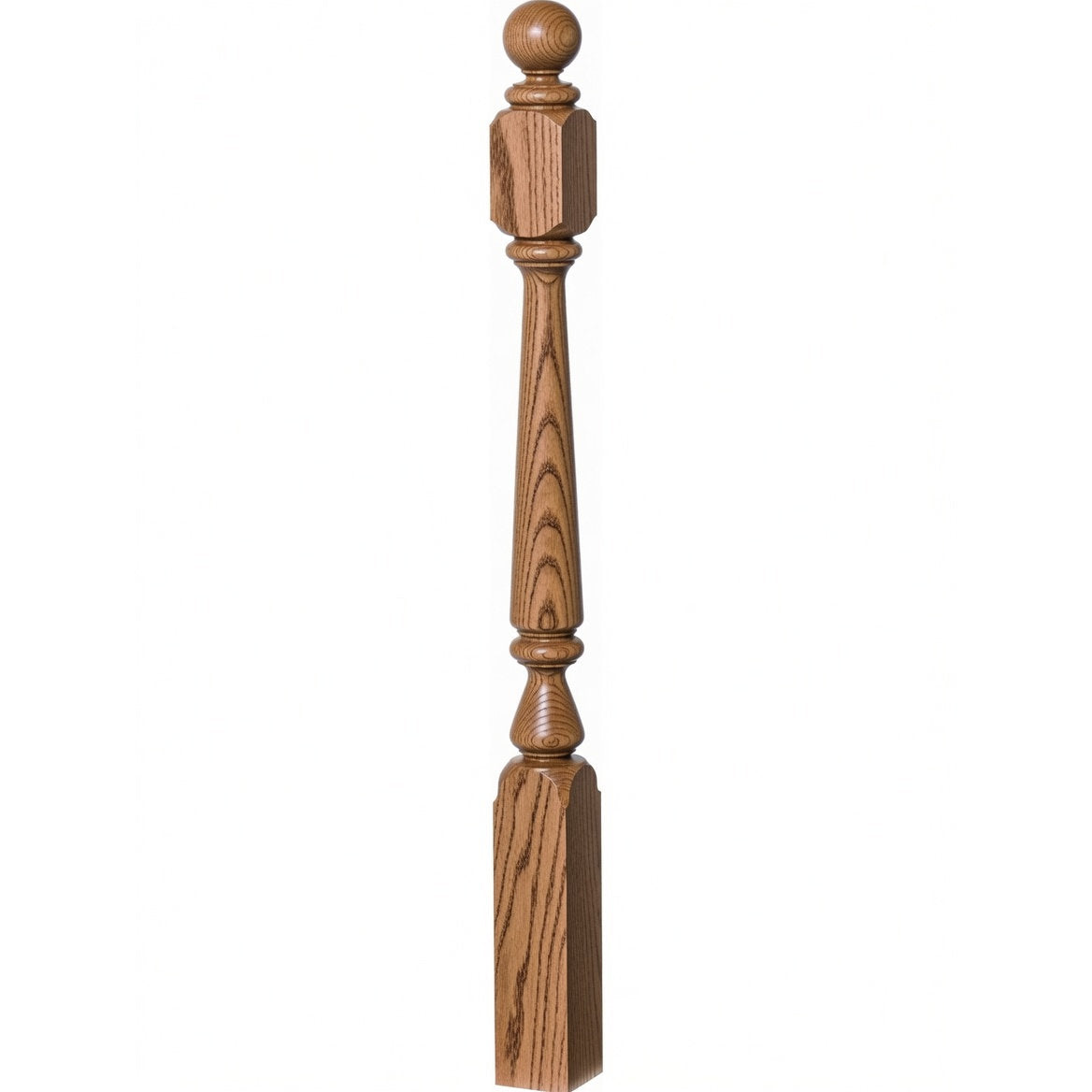 4840 (48"), 4842 (60"), or 4848 (72") Ohio Ball Top Newel Post, Hickory