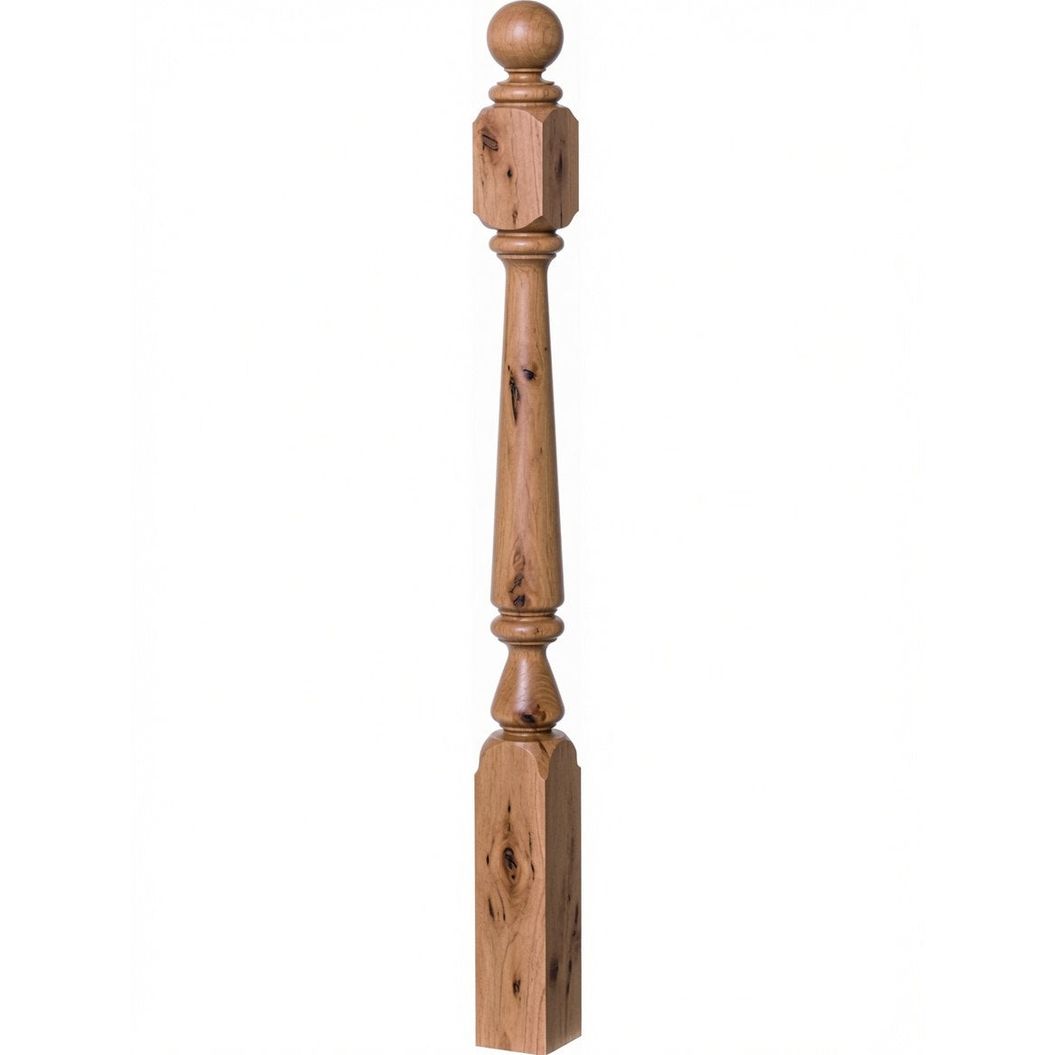 4840 (48"), 4842 (60"), or 4848 (72") Ohio Ball Top Newel Post, Knotty Alder