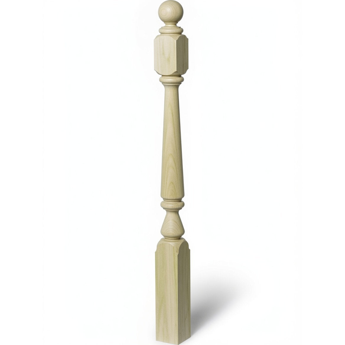 4840 (48"), 4842 (60"), or 4848 (72") Ohio Ball Top Newel Post, Poplar